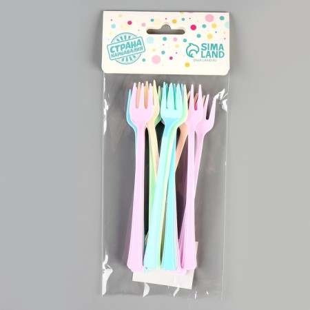 Plastic forks, in a set 12 pieces, color mix-2