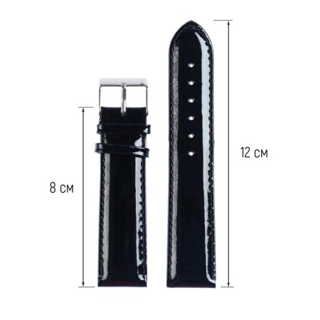 Watch strap, male, 22 mm, harness 80 mm, larynx 120 mm, genuine leather, black-2