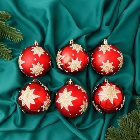 Set of balls plastic D-8 cm, 6 pcs "midnight" red