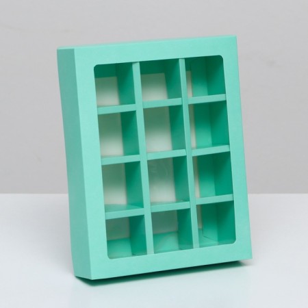 Box for sweets, 12 pcs, mint, 19 x 15 x 3.5 cm