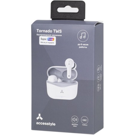 AcCESSTYLE TornAdo TWS headphones, wireless, vacuum, up to 6 hours, Type-C, white-4