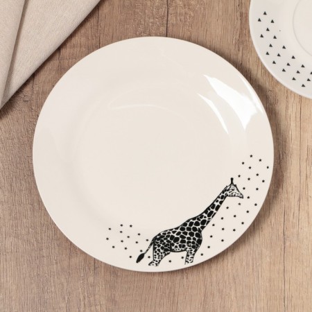 Ceramic plate "Animals", 20 cm, white color-1