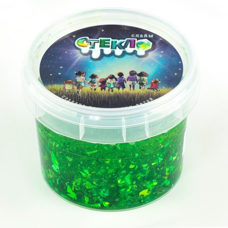 Slime "Glass" with green sparkles of mica-2