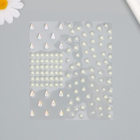 Sticker of the rhinestone plastic "Pearls and drops" 12x10 cm-1