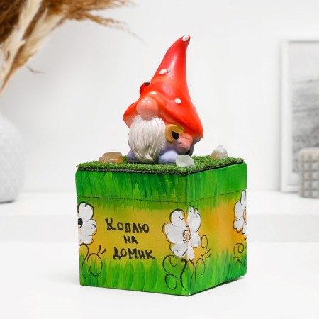 Pig a piggy bank "Dwarf with a gray beard and a red hat" 24cm-1