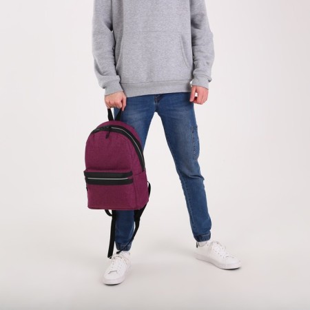 A backpack with a zipper, "saxi", outer pocket, lilac color-9