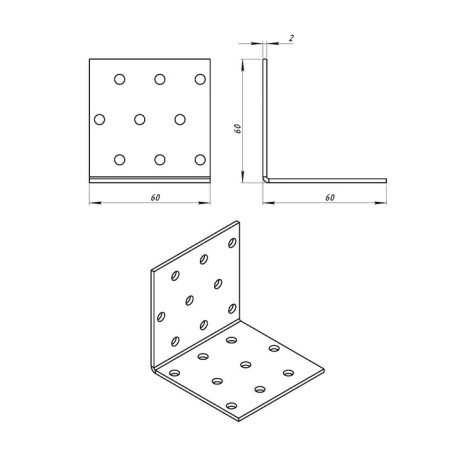 Fitty corner 60 x 60 x 60 x 2 mm GOC, in the package 50 pcs.-1