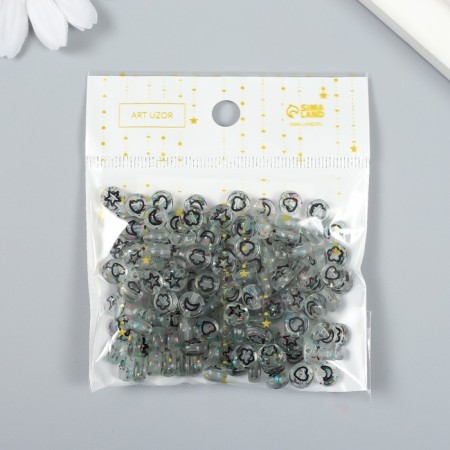 A set of beads for creativity plastic "Hearts and stars" Transparent 20 g 0.3x0.7x0.7 cm 73645-3