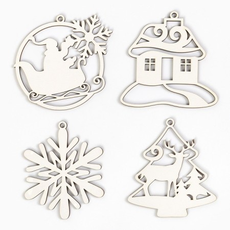 Christmas tree toy New Year, 4 pcs, set, New Year-1