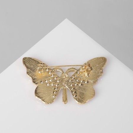 Brooch "Butterfly" darkness, black and blue color in gold-1