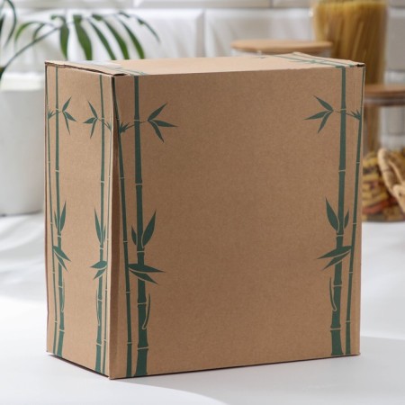 A set of glass cans for bulk products with bamboo covers "Eco", 350 ml, on a stand, 5 pcs-2