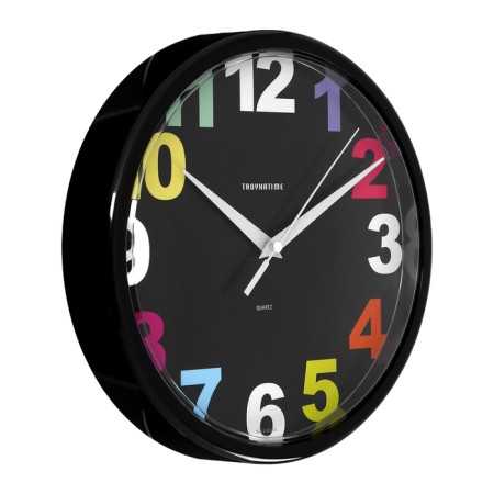 Watching clock, series: children's, "Rainbow numbers", D-23 cm, black rim-3
