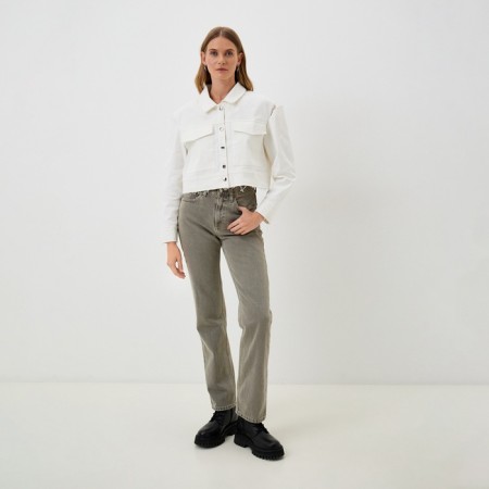 Women's shirt shortened with cuts Mist: Denim R.46, White-1
