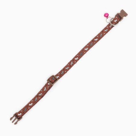 Collar "dog" with a bell, 30 x 1 cm, nylon, brown-3