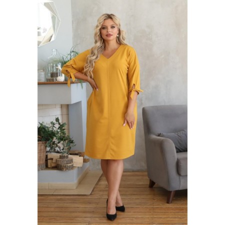 Female dress, size 48, mustard color-6