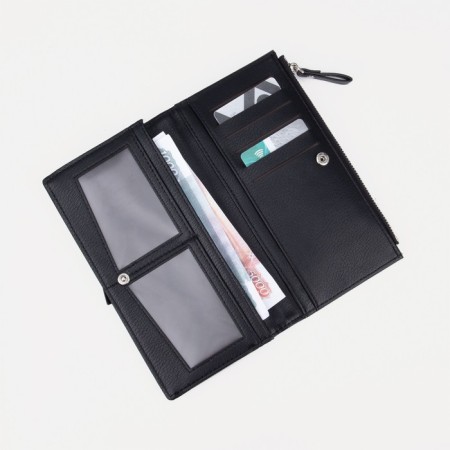 Women's wallet on the button, black color-4