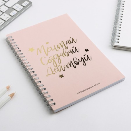 Diary with embossing "Dream. Create. Continue Nude", A5, 60 sheets-1
