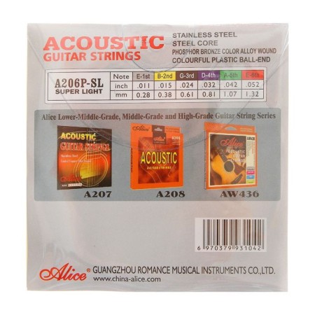 Strings for the acoustic guitar of Alice A206P-SL Super Light, phosphorus bronze-1