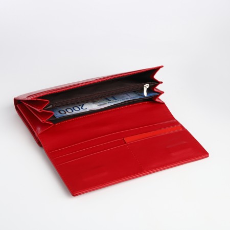 Women's wallet on magnet, red color-4
