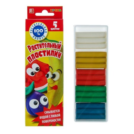 Plasticine on a vegetable basis, 5 colors 80 g "Kroch"-2