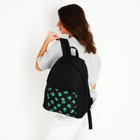 Backpack of school textile "Alien", with a pocket, black color-8