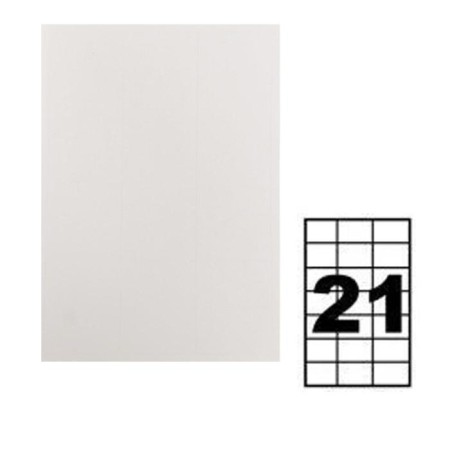 A4 labels are self -adhesive 50 sheets, 80 g/m, on sheet 21 labels, size: 65 x 40 mm, matte, white