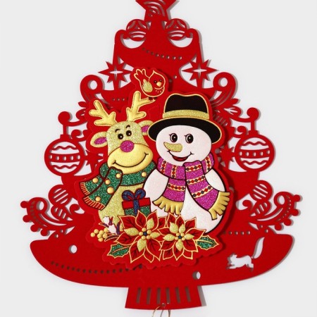 Decorative decoration (suspension) "New Year tree with friends" 40.5x25.5 cm-3