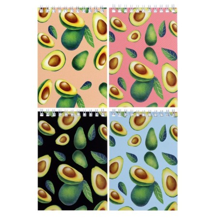 Notepad A6, 40 sheets in a cage on the rowing "Avocado", covered cardboard, mix