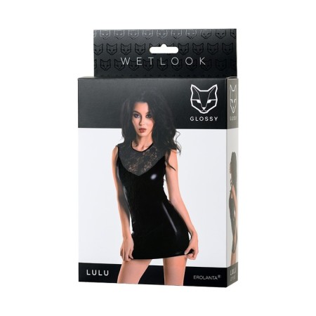 Glossy Lulu dress from Wetlook material, black, m-4