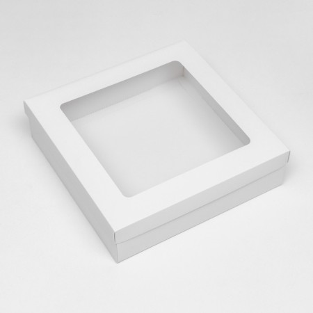 Gift folding box, packaging, lid is, with a window, white, 30 x 30 x 8 cm-1