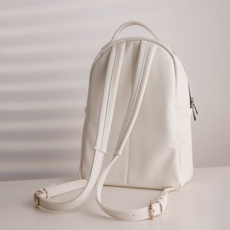 A backpack with a zipper, Textura, external pocket, white color-5