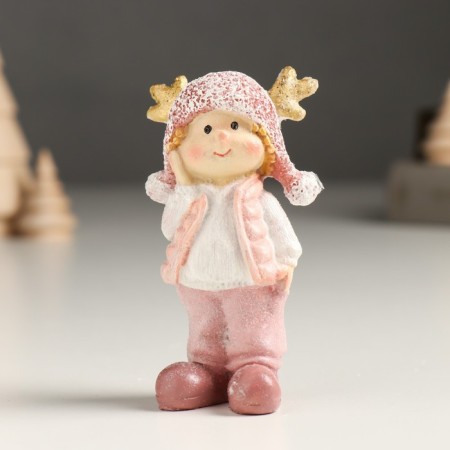 Souvenir Polystone "Baby/Baby in pink, with horns on a hat, stands" MIX 3x4.5x9 cm-1