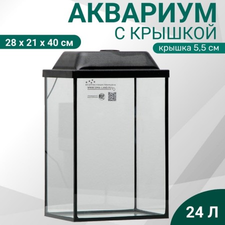 Aquarium "Column" with a lid, 24 liters, 28 x 21 x 40/45.5 cm, black