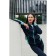 Female sports suit, size 50, dark blue color, turquoise