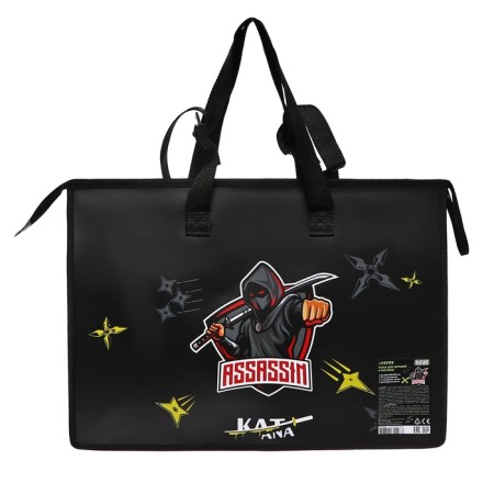 A3 folder with handles, plastic, lightning from above, Devente Superhero, 467 x 338 x 100 mm, inner pocket-3