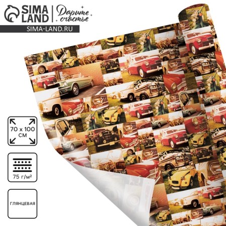 Glossy packaging paper "Retro", 70 x 100 cm