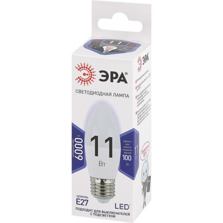 LED LED era Standard "candle", 11 W, E27, 880 lm, 6000k, glow cold white-1