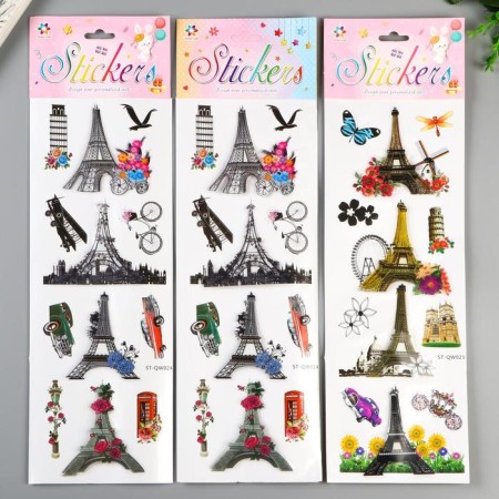 Plastic sticker "Eiffel Tower" Silver lines mix 42.5x12.5 cm-5