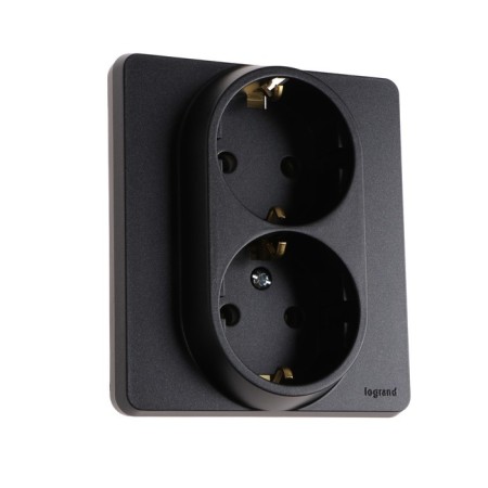 LEGRAND Inspiria socket, double, 2k+h, 16 A, 250 V, anthracite