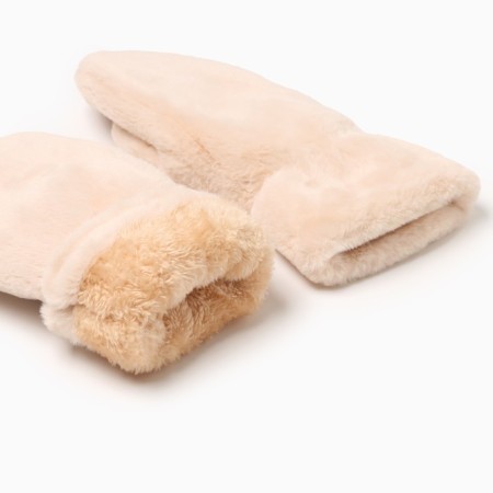 Women's mittens minku, beige color, 26 cm-2