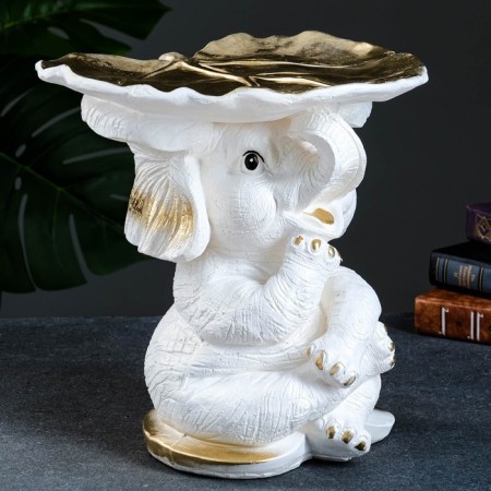 Figure - stand "Elephant with a leaf" "mother -of -pearl/gold, 30x30x30cm