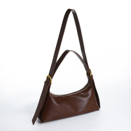 Bag Women's Baget with zipper, brown color-4