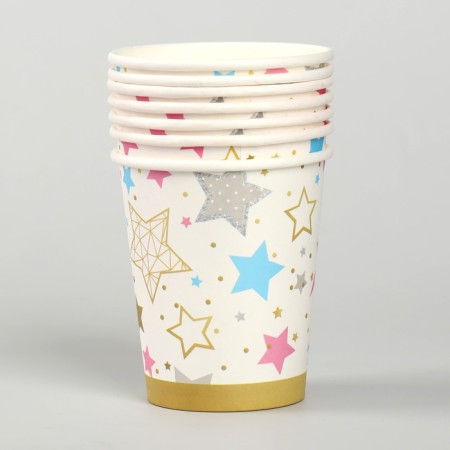 A glass of paper "colored stars", 250 ml, set of 6 pcs.-1