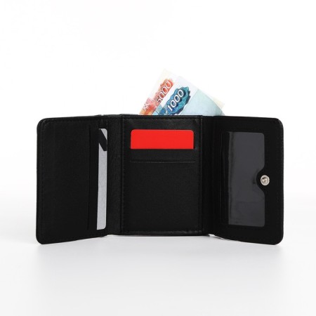 Women's wallet on the button, black color-5