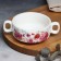 Clus with handles ceramic "flowers", 10.5 x 5 cm, 220 ml, white color