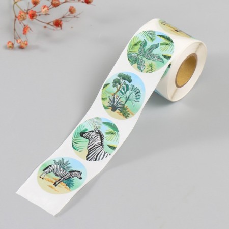 Sticker Paper "Zebra" embossing silver d = 3.8 cm 252 pcs in the roll-1