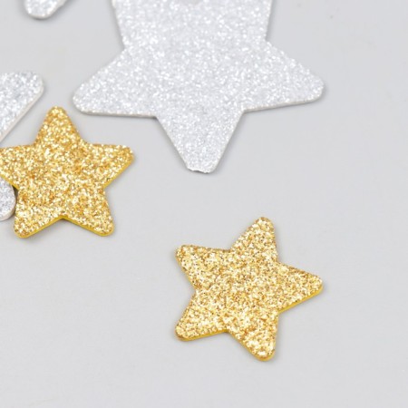 Decor "Star" silver, gold foam glitter 5 and 3 cm (set 10 pcs)-1