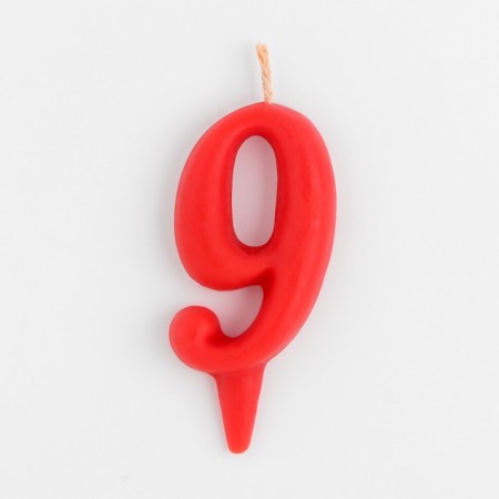 Candle for the cake the figure "Oval" "9", red, 5.5 cm-1