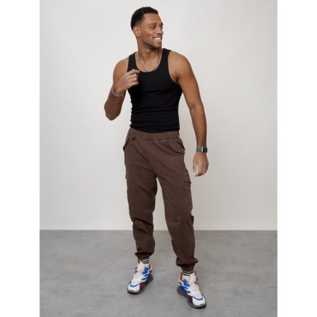 Cargo jeans men, size 44, brown color-2