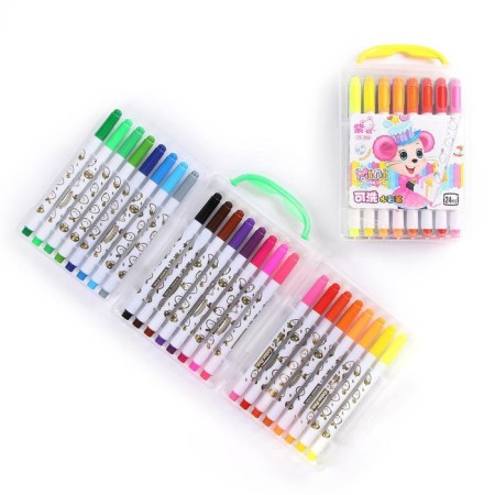 Flomasters 24 colors "mouse", in a plastic pencil pencil, a ventilated cap-8